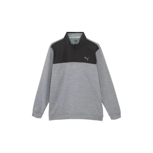 PUMA Golf Sweatshirts Men Black/Plain Heather Gray