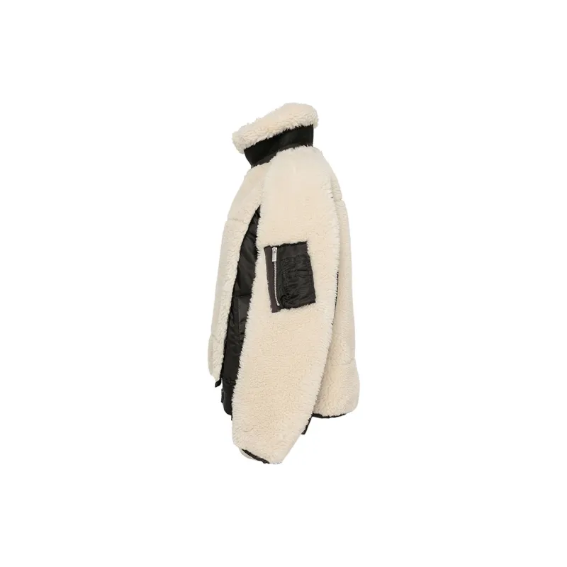 Sacai Panelled Faux shearling Jacket-2