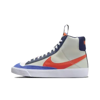 Nike Blazer Mid Anti Slip Wear Resistant Mid Top Kids' Skateboarding Shoes Gray Blue Teenagers