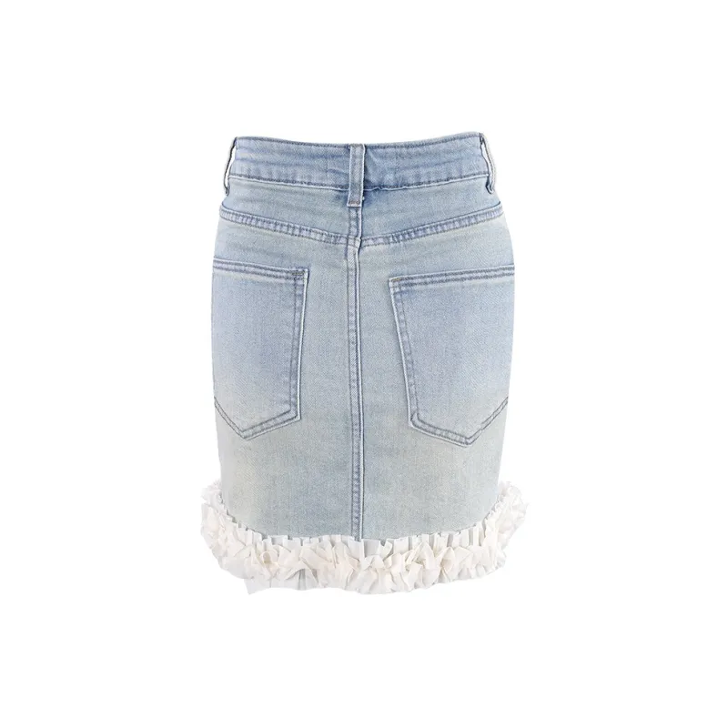 CLOUD SEASON Denim Short Skirts Women's Blue-1