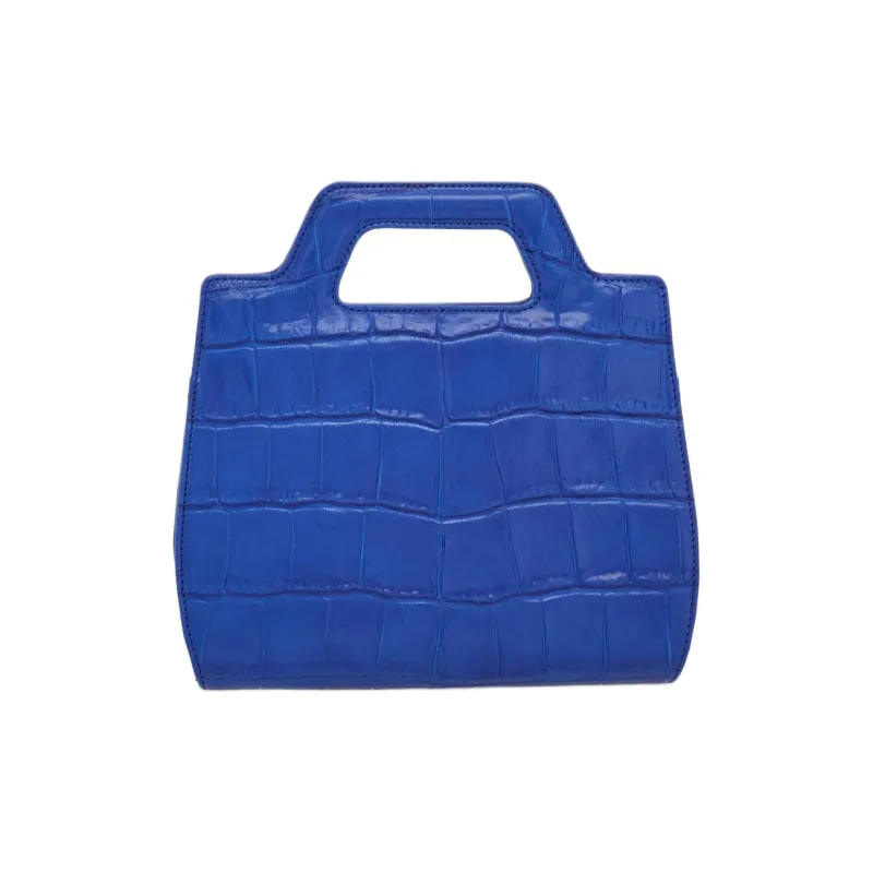 FERRAGAMO Crocodile Leather Single Compartment Crossbody Handbag Mini Women's Blue-2