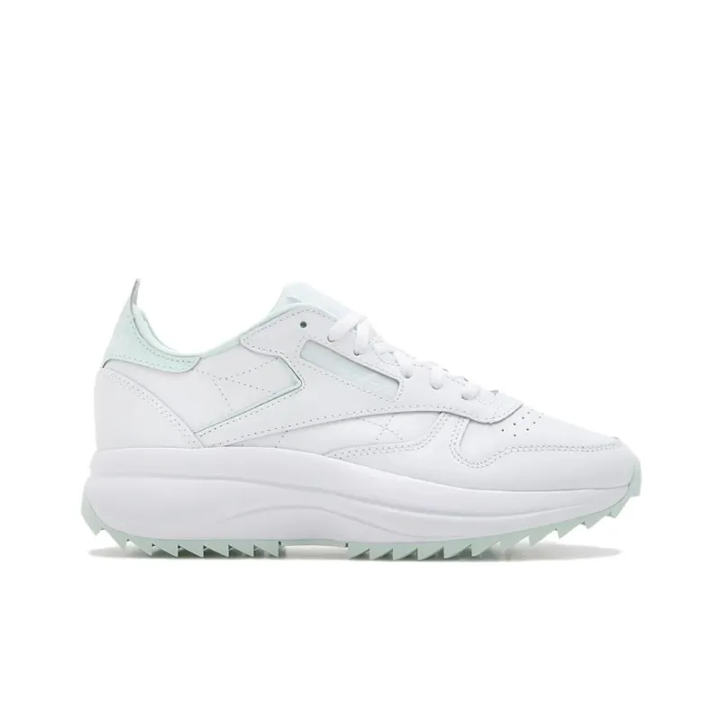 Reebok Classic Leather Anti Slip Wear Resistant Low Top Casual Shoes Unisex White Cyan-1