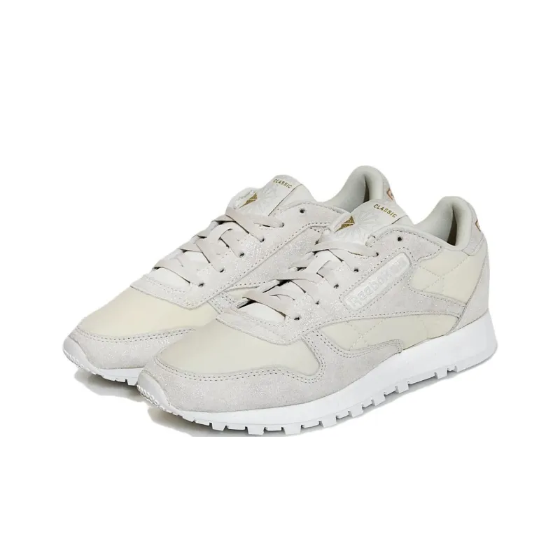 Reebok Classic Leather Anti-Slip Wear-Resistant Low-Top Casual Shoes Unisex White Gray-2