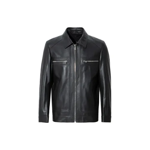 ANDREW MACKENZIE Leather Jackets Men Black