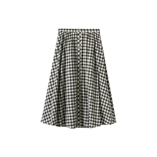 Inman Casual Long Skirts Women's Black/White Plaid