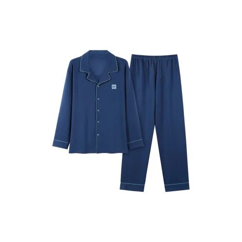 Qiao Ni Tong Pajama Set Men's Navy Blue