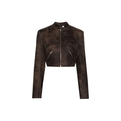 Misbhv Cracked Cropped Faux-leather Jacket