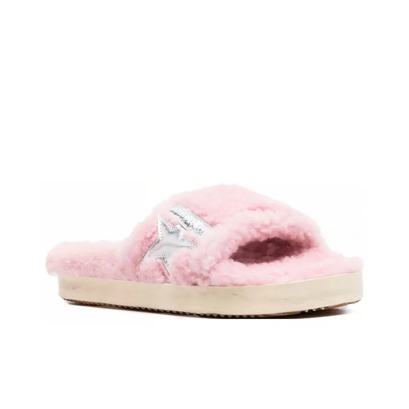 Golden Goose Logo patch Shearling Slides-1