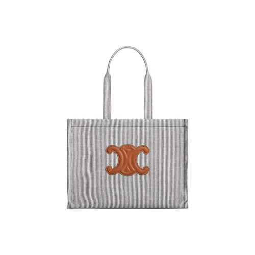 CELINE Cabas Fabric With Calfskin Finish Tote Bag, Shopping Bag, Handbag Large Size Women's Marine Blue