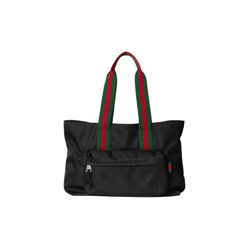 GUCCI Nylon Tote Bag, Shopping Bag, Handbag, Shoulder Bag Large Size Men's Black-0