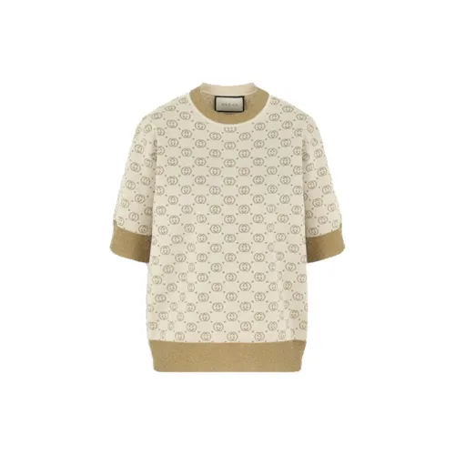 GUCCI G Jacquard Wool Mid-Sleeve Sweater Yellow