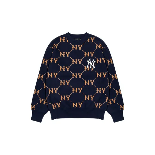 MLB Old Flower Sweaters Unisex Navy Blue