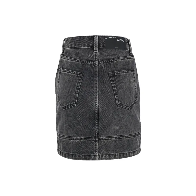 OFF WHITE Zip Front Denim Skirt Dark Grey-1