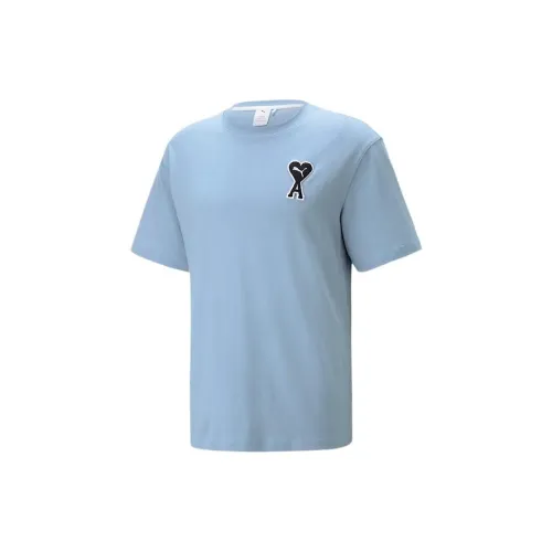 Amiparis PUMA X Ami Co-Branded Series T-Shirts Unisex Light Blue