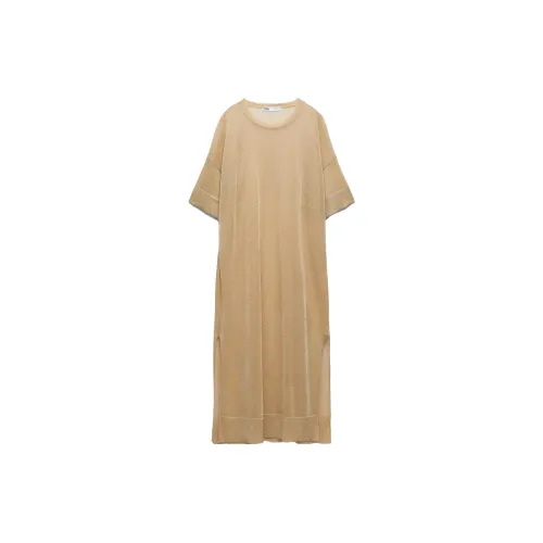 ZARA Short-Sleeved Dresses Women's Gold