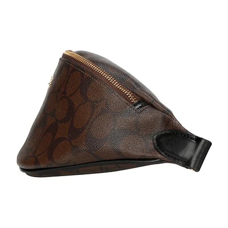 COACH Coated Canvas With Leather Sling Bag, Fanny Pack, Shoulder Bag, Crossbody Bag Tubas Unisex Brown-2