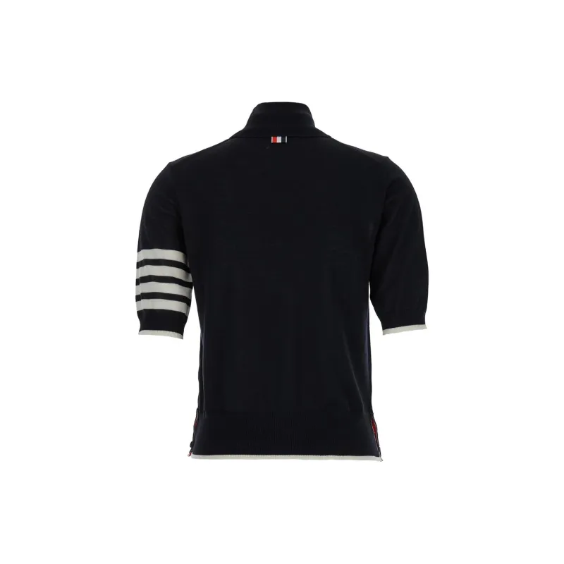 THOM BROWNE Stripe Detailed Short Sleeved Knitted Jumper-1