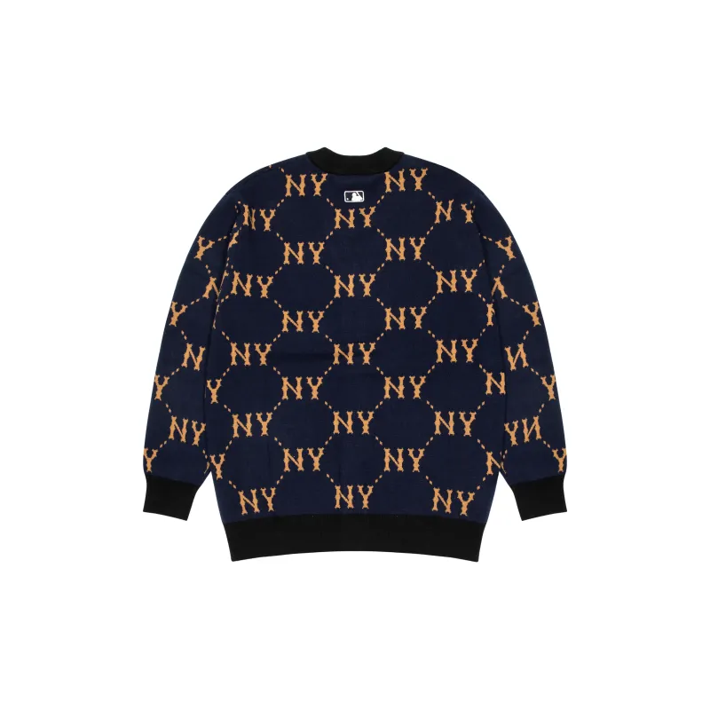 MLB Old Flower Sweaters Unisex Navy Blue-1