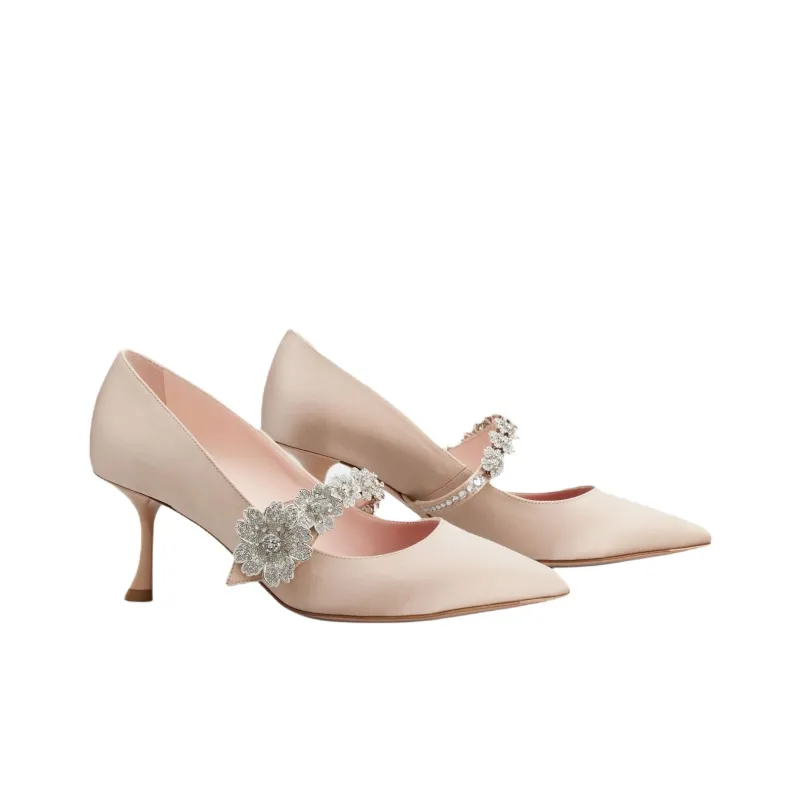 Roger Vivier Bouquet Flower Slim Heel High Heels 6.6cm Women's Pink-2