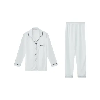Sleep Long-Sleeved Pants Cardigan Loungewear For Students Dormitory Home Outerwear-Ready Women's White