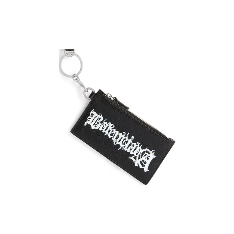 Balenciaga Arena Lambskin Card Holder Men's Black & White-1