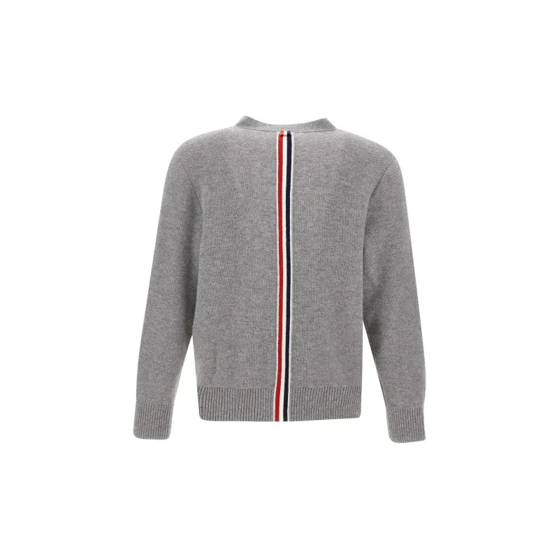 THOM BROWNE Striped Long Sleeved Cardigan-1