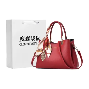 Dusen Kangaroo PU Shoulder Bag Regular Women's Ecru/Black/Burgundy/Blue