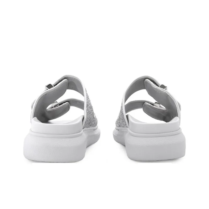 Alexander McQueen Hybrid Slide Slippers Women's Silver-4
