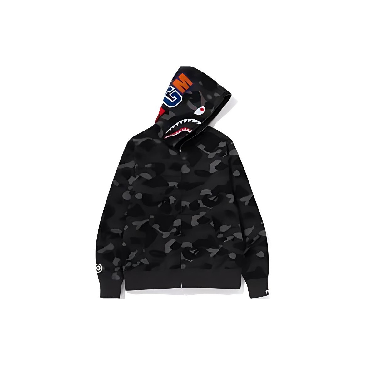 A BATHING APE Color Camo Shark Pullover Hoodie Black M POIZON