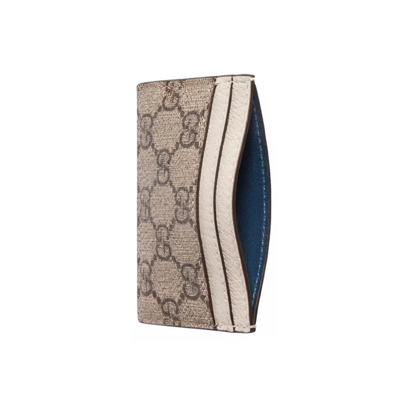 GUCCI Ophidia Canvas With Leather Card Holder With Clip Women's Ebony White-2