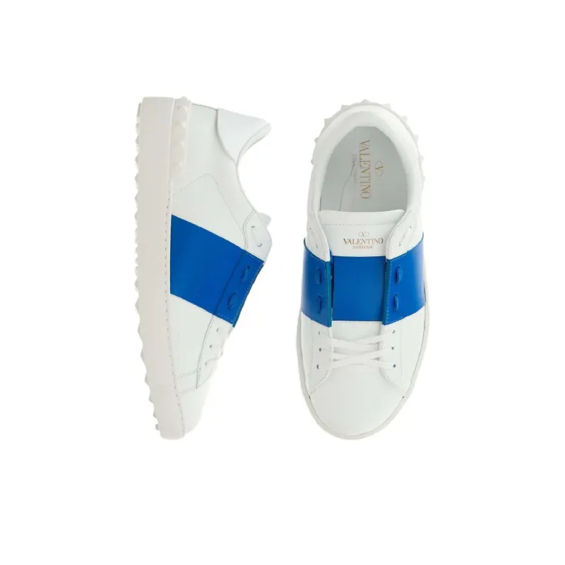 Valentino Open Low Top Stylish Skateboarding Shoes Men's White Blue-4