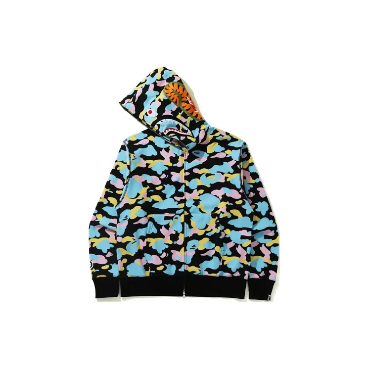 Bape New Multi Camo Shark Relaxed Full Zip Hoodie-2