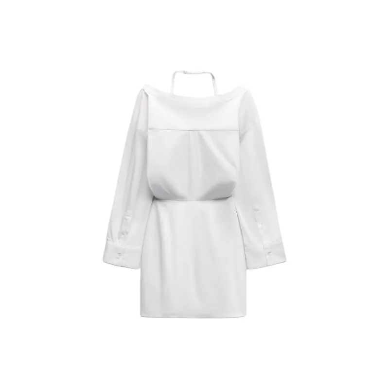 ZARA Long Sleeved Dresses Women's White-1