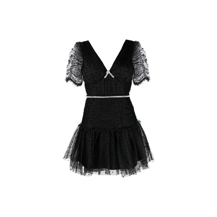 Self portrait Short Sleeved Dresses Women's Black-2