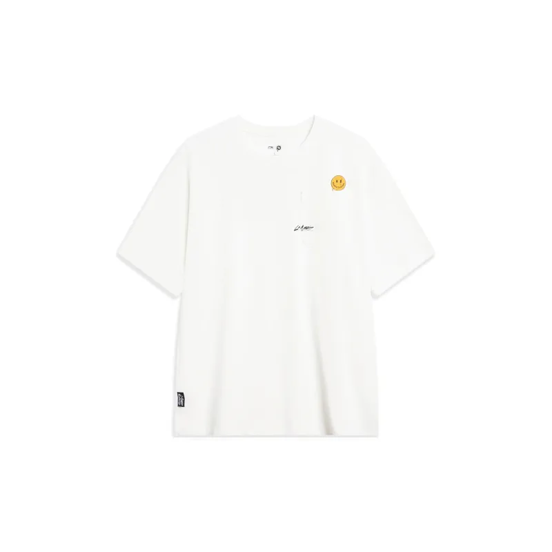 LiNing Skateboard Drop Shoulder Sleeve T Shirt Unisex Ivory-1