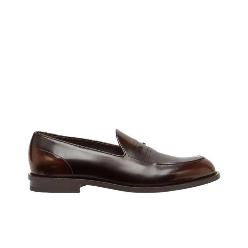 FENDI FF-embossed Patent Leather Loafers-1
