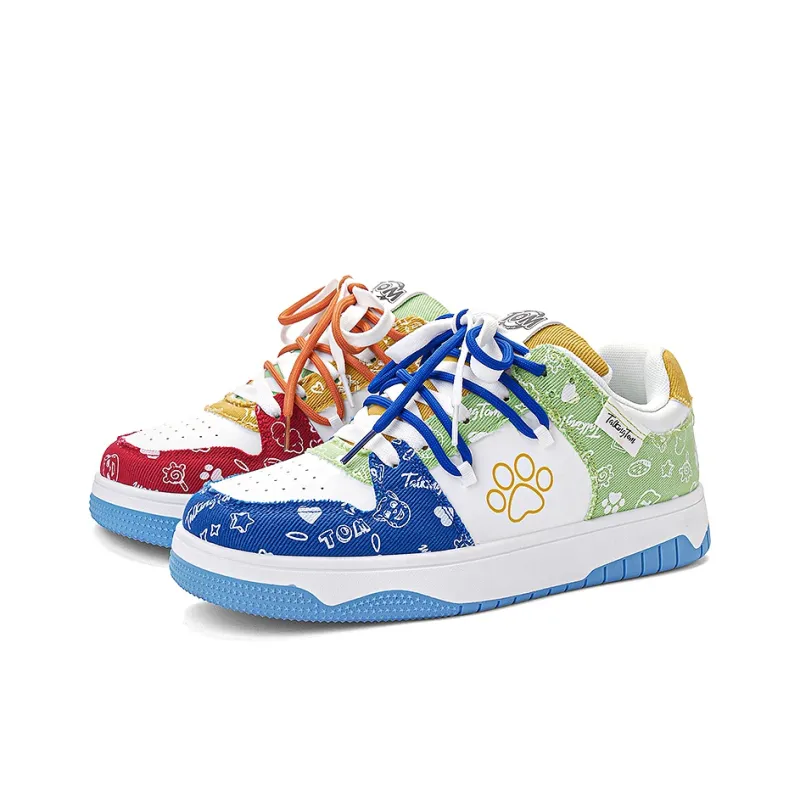 TALKING TOM Wear-resistant Lightweight Breathable And Non-slip. Low-Top Skateboard Shoes Unisex Mismatched-2