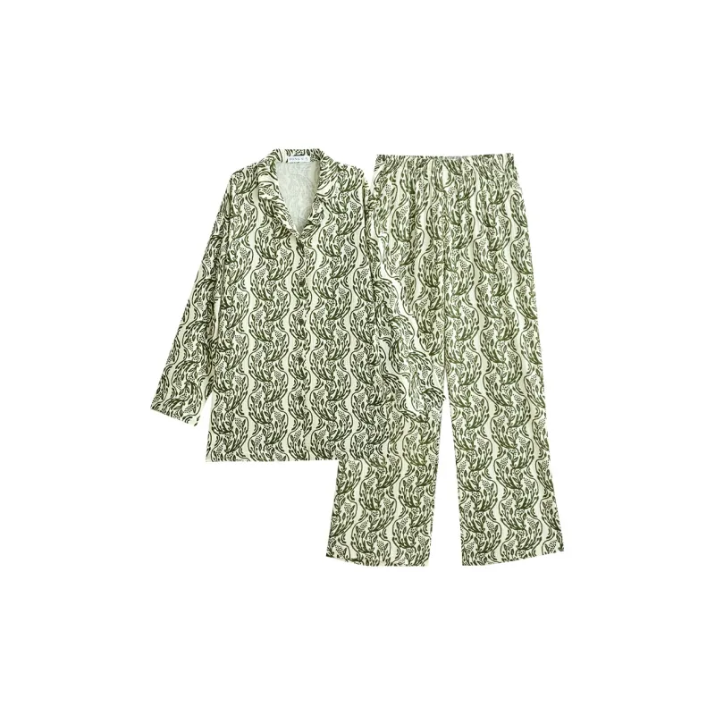 Same Language Pajama Set Women's Paper White Ink Black Vine-0