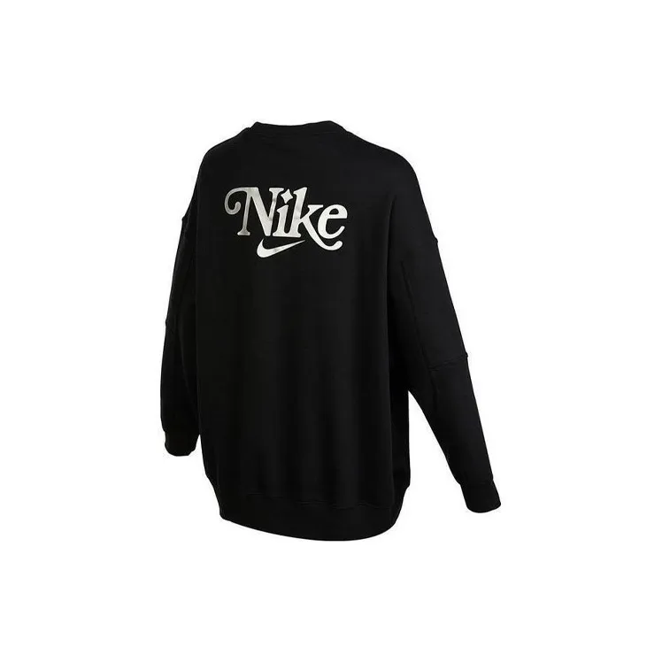 Nike Women'ss Fleece Crewneck Long-Sleeve Sweatshirt Black-1