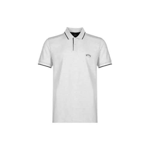 HUGO BOSS Polo Shirts Men Gray White