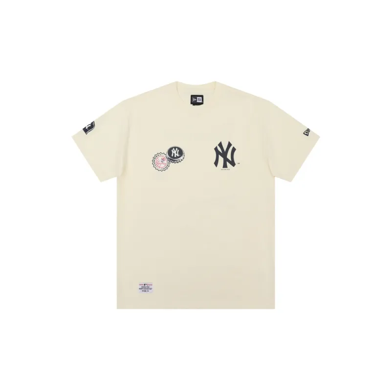 New Era New York Yankees Logo Print Casual Crew Neck Short Sleeved T Shirts Unisex-1