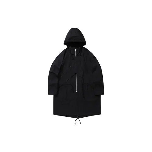 YAKKY PANG Trench Coats Unisex Black