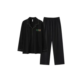 Qiao Ni Tong Pajama Set Men's Charcoal Black