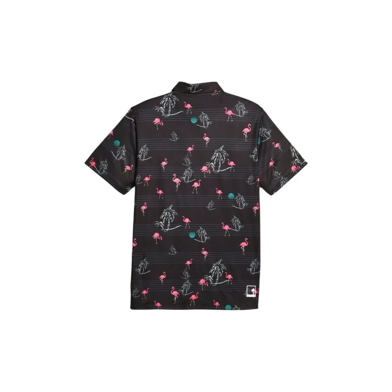 PUMA X PTC Print Polo Shirts Men Black/Light Pink-1