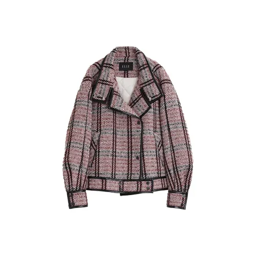 ELLE Jackets Women's Beige/Red Plaid