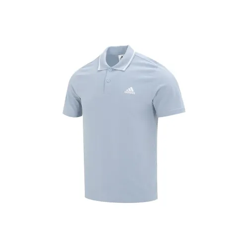 Adidas Polo Shirts Men Blue Gray