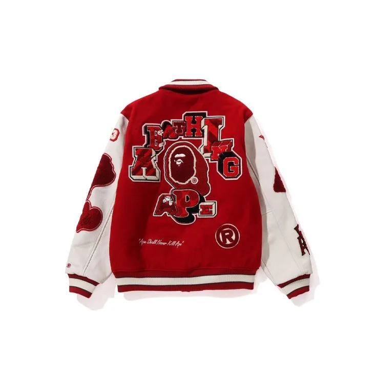 A BATHING APE Multi Motif Varsity Jacket-3