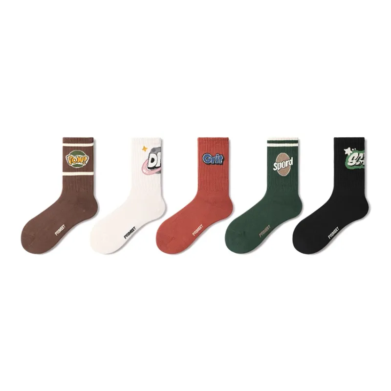 Primeet Mid Calf Socks Fall Unisex 5 Pack-46