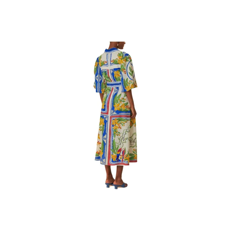 Farm Rio Off White Tropical Destination Midi Dress-1