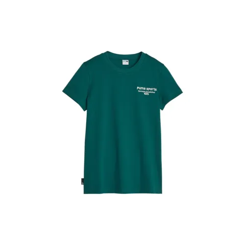 PUMA T-Shirts Women's Christmas Green